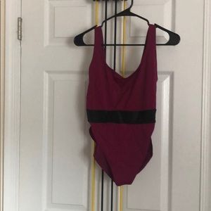 ASOS petite high leg elastic waist swimsuit
